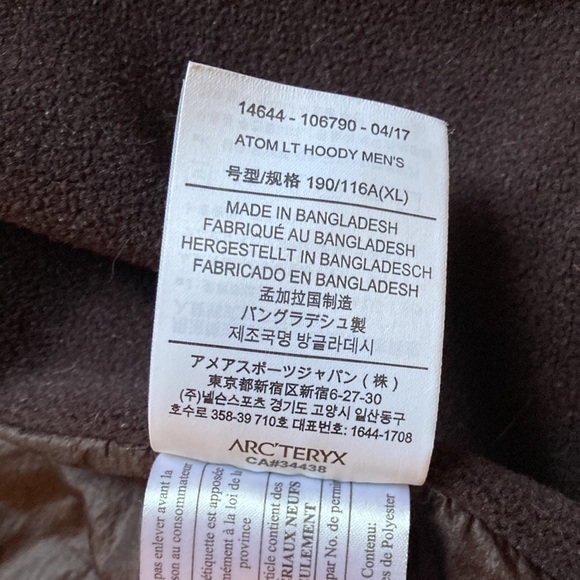 Rare 2017 Arc’teryx Atom LT Hoody Jacket Charcoal Grey & Orange Men Size XL - Picture 11 of 12